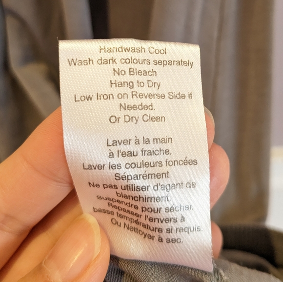 WILFRED Aritzia Tunic Dress Grey Draped V Neck Short sleeve Bubble Hem Mini Sz S - Picture 7 of 7